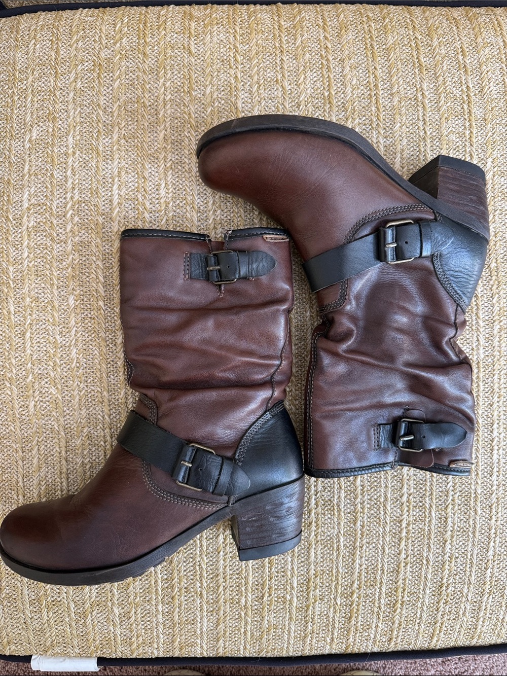 Pikolinos Le Mans Leather Slouch Moto Biker Boots Brown EU 36 / US 5.5-6